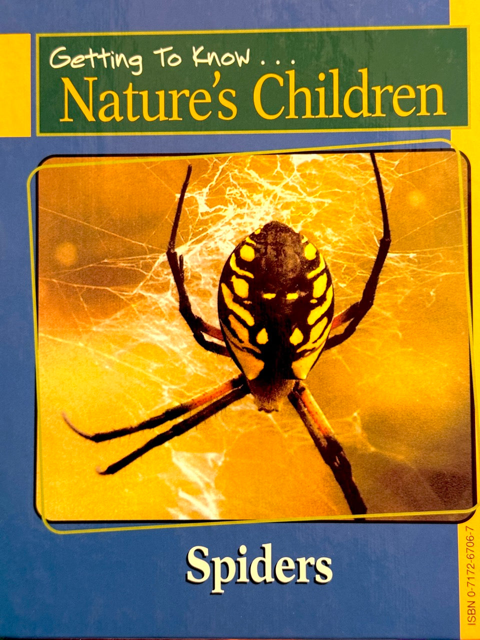 Book cover of 'Getting To Know Nature's Children: Spiders' with a spider on a web.