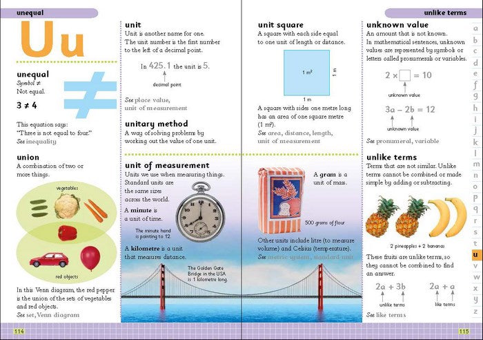 Educational page from a book with various illustrations and text on the letter 'U'.