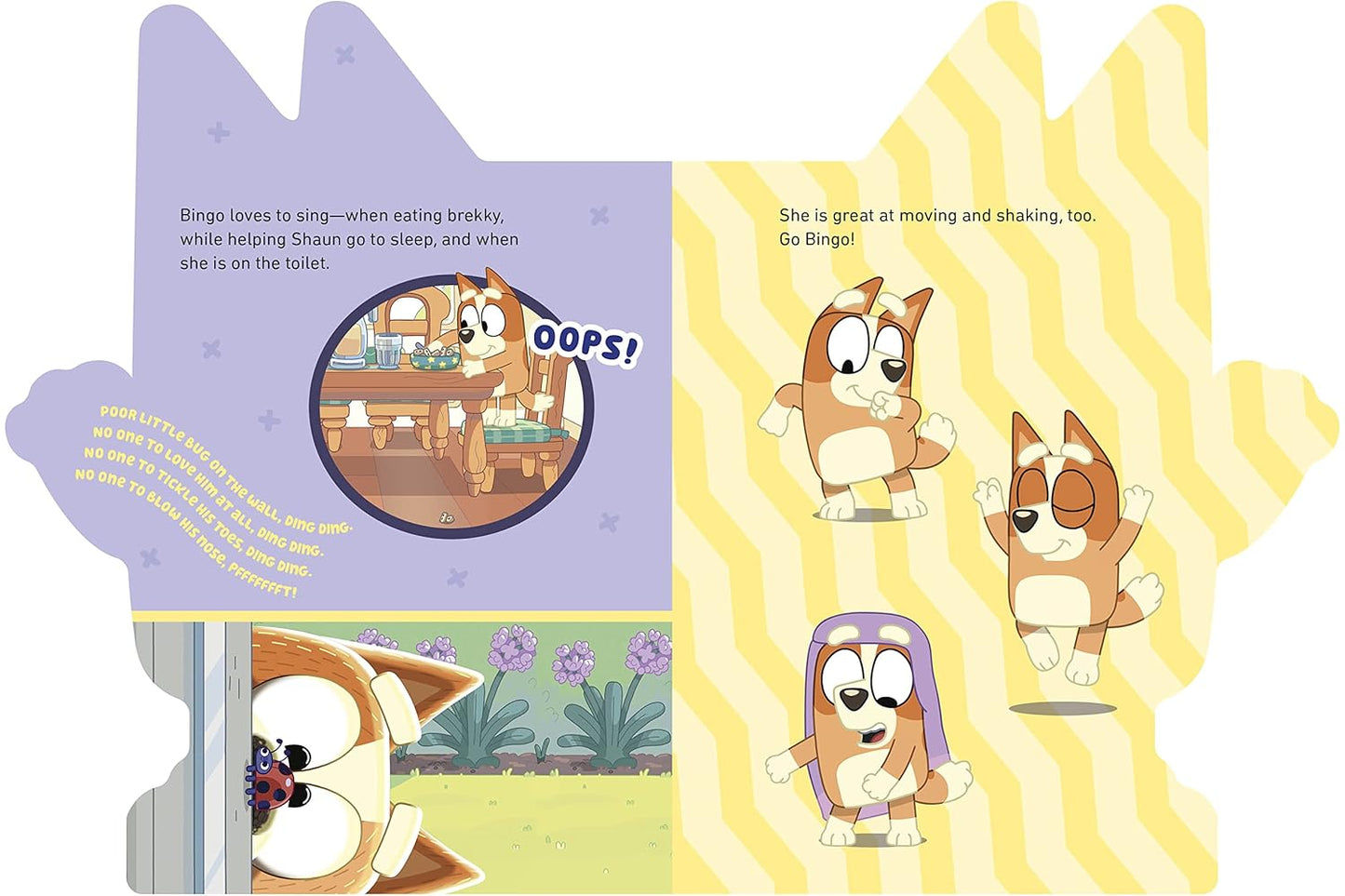 Illustrated book page with cartoon dog character and text on a white background