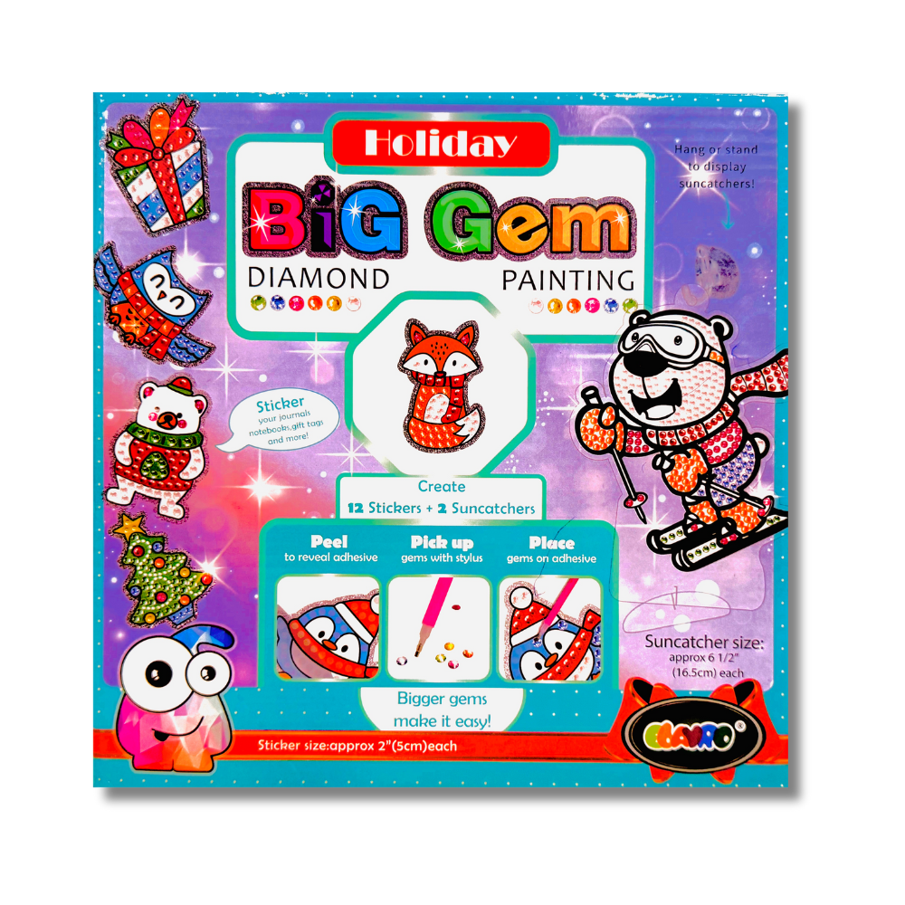 Big Gem Diamond Painting kit packaging with winter characters and colorful design