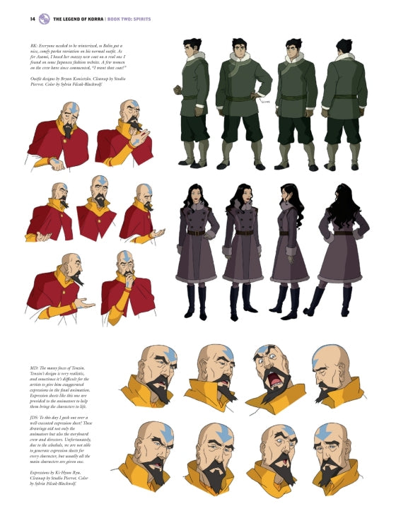 Illustrations of characters in various outfits and poses from 'The Legend of Korra'.