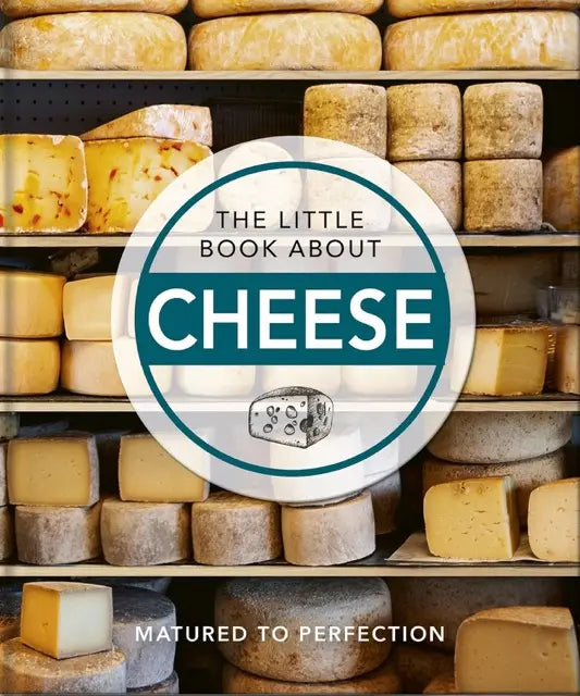 Book cover with a background of various types of cheese on shelves.