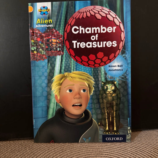 Book titled 'Chamber of Treasures' with a character on the cover, published by Oxford.
