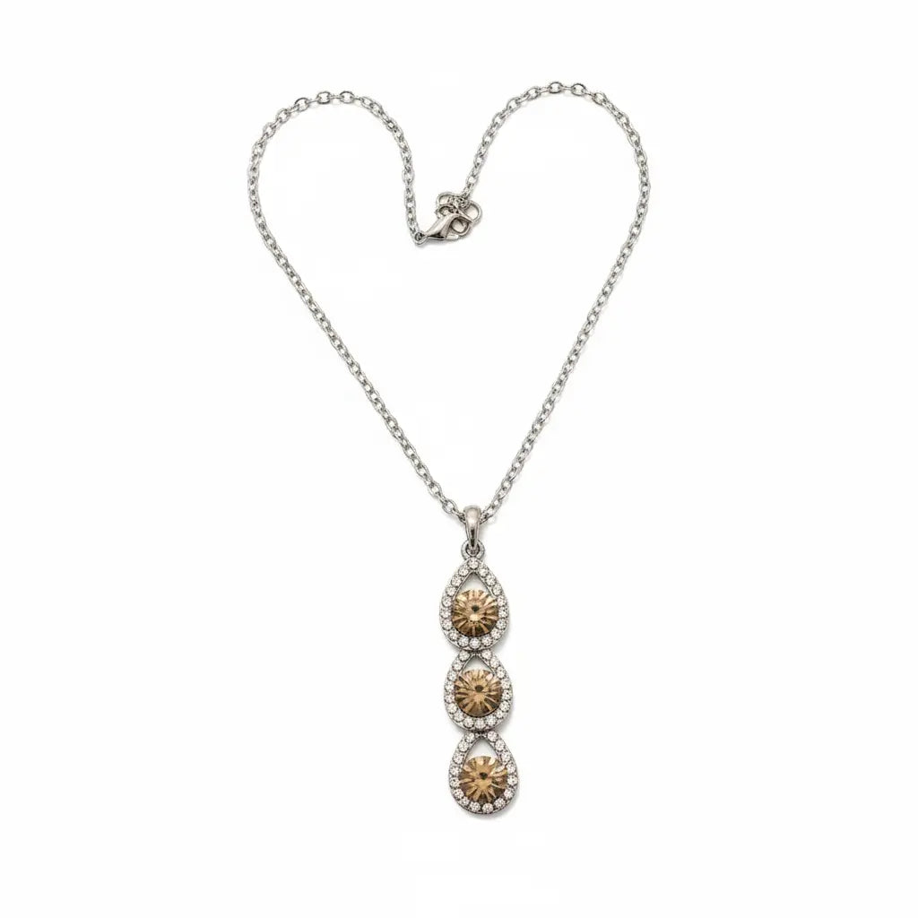 Necklace with a three-tiered pendant on a white background