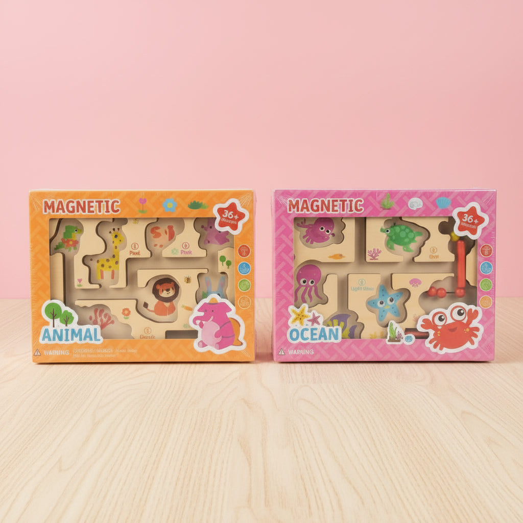 Wooden Magnetic color bead Maze