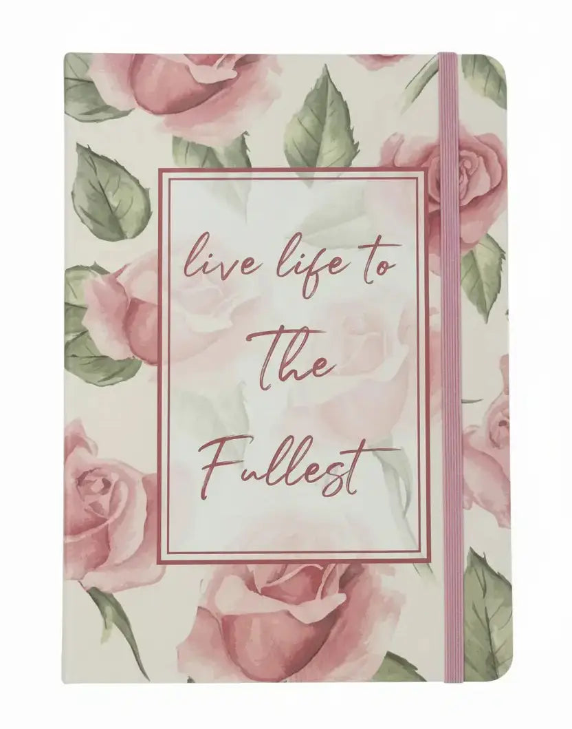 Notebook with floral design and 'live life to the fullest' text