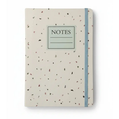 Notebook with terrazzo pattern and 'NOTES' label on a white background