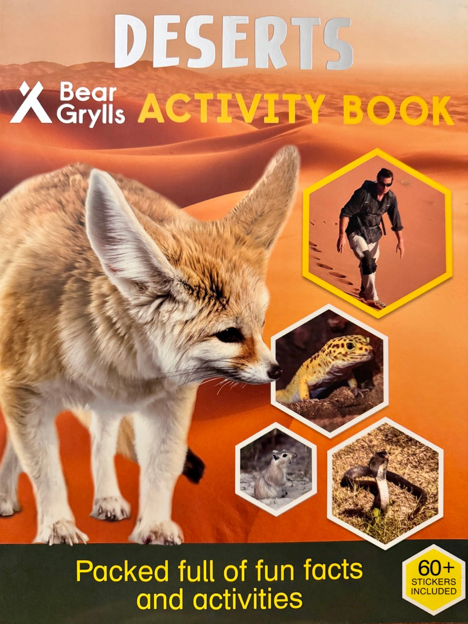 Bear Grylls Deserts Activity Book cover with desert animals and text