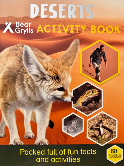 Bear Grylls Deserts Activity Book cover with desert animals and text