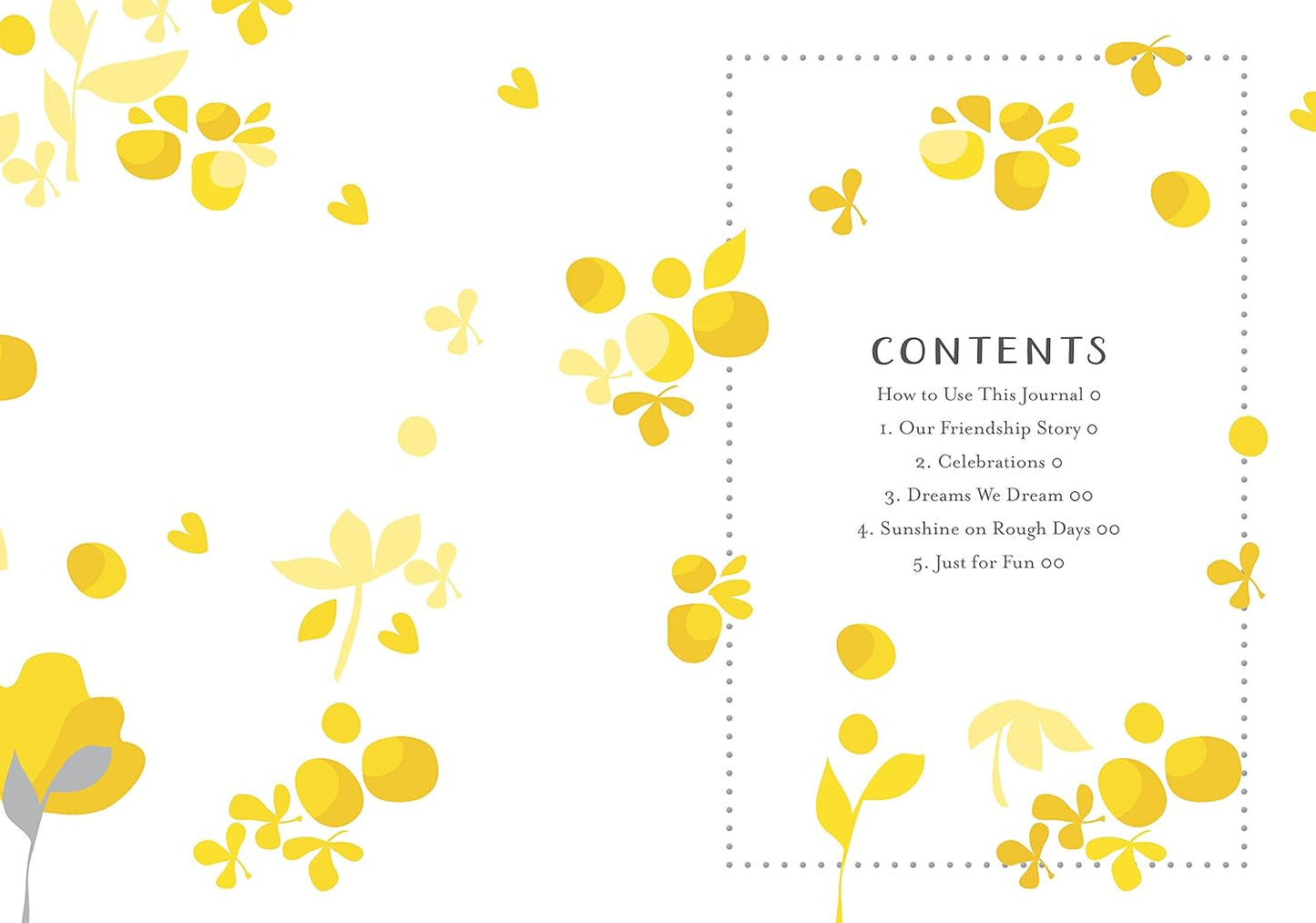 Floral design with 'Contents' page on a white background