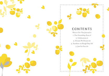 Floral design with 'Contents' page on a white background