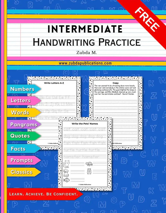 Intermediate Handwriting Practice Free Sample digital download