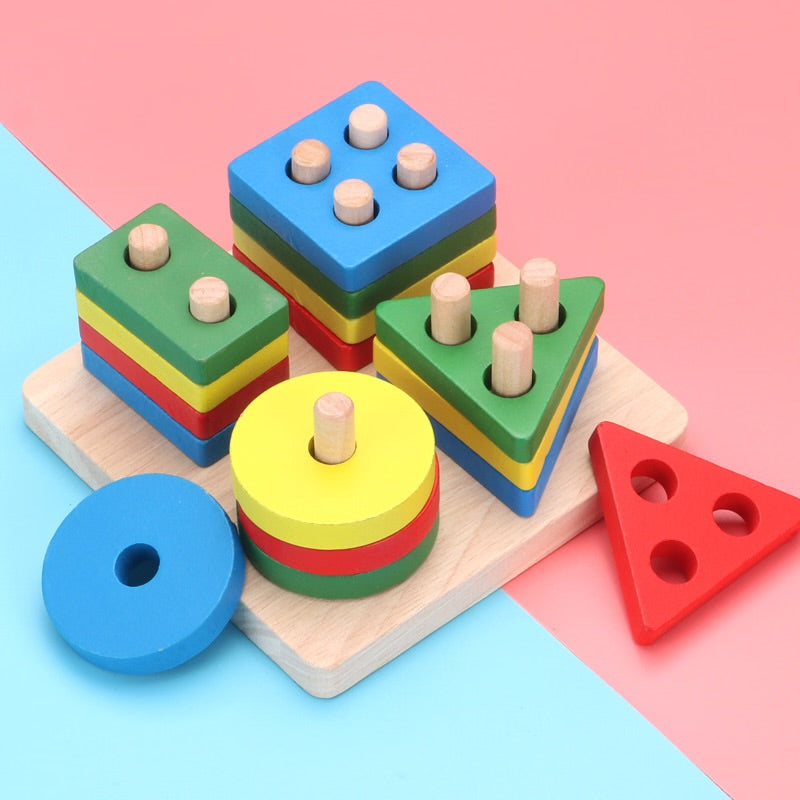 Colorful wooden geometric puzzle