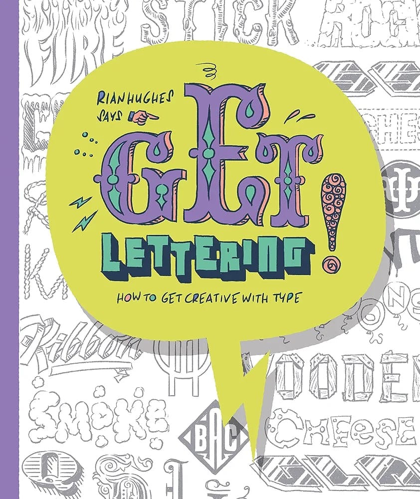 Book cover of 'GFT Lettering' with colorful text design on a patterned background