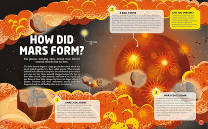 Educational illustration about how Mars formed with a focus on the planet's formation process.
