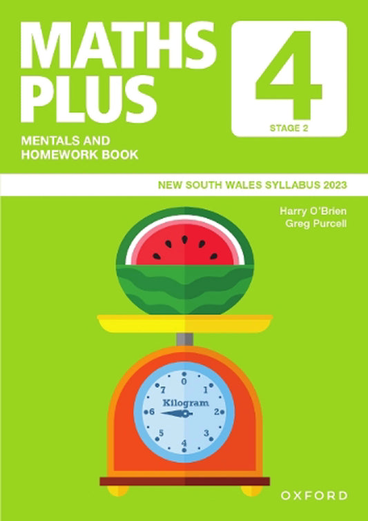 Maths Plus Stage 2 Mentals and Homework Book for New South Wales Syllabus 2023 on a green background