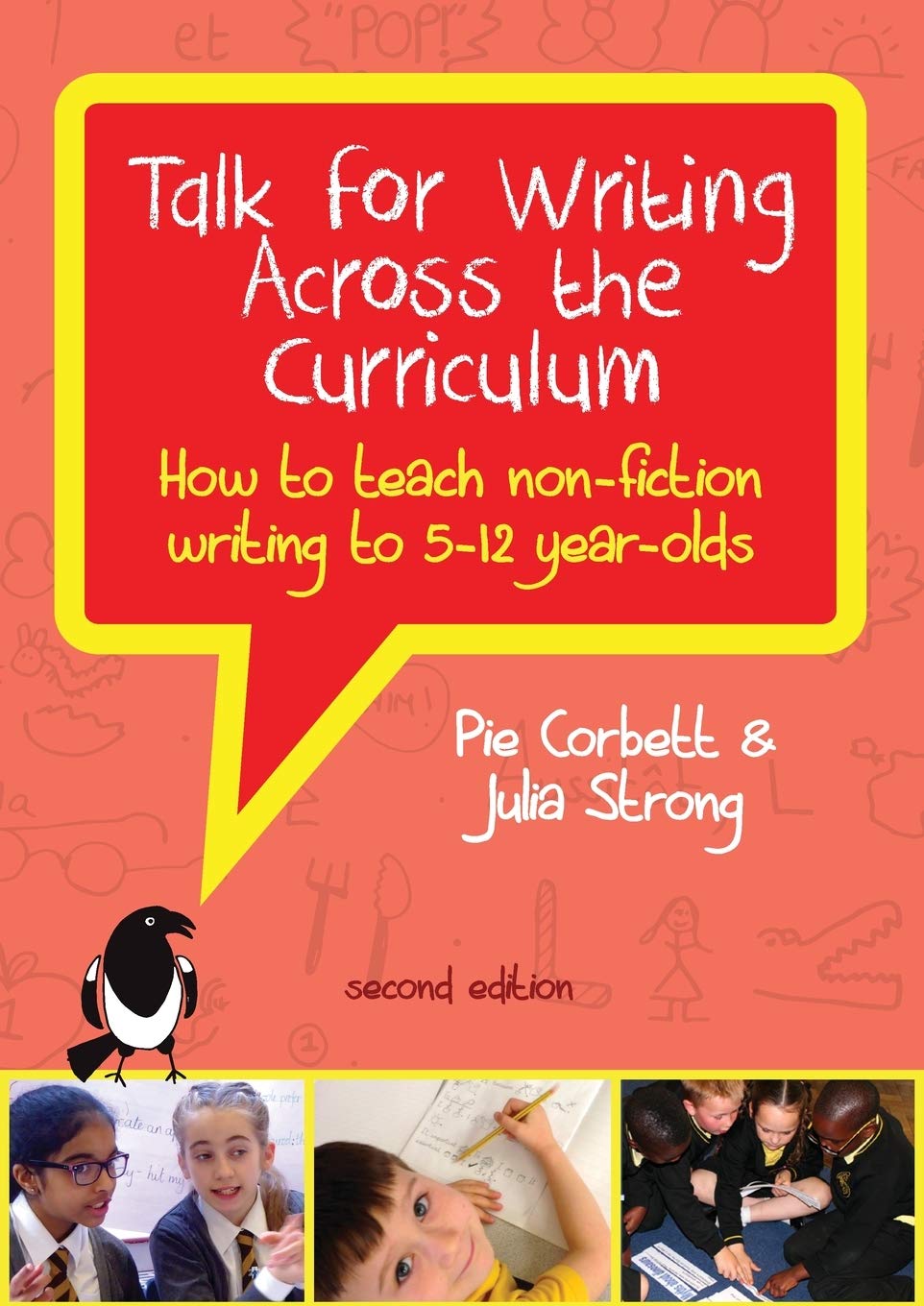 Book cover of 'Talk for Writing Across the Curriculum' with a red background and yellow speech bubble.
