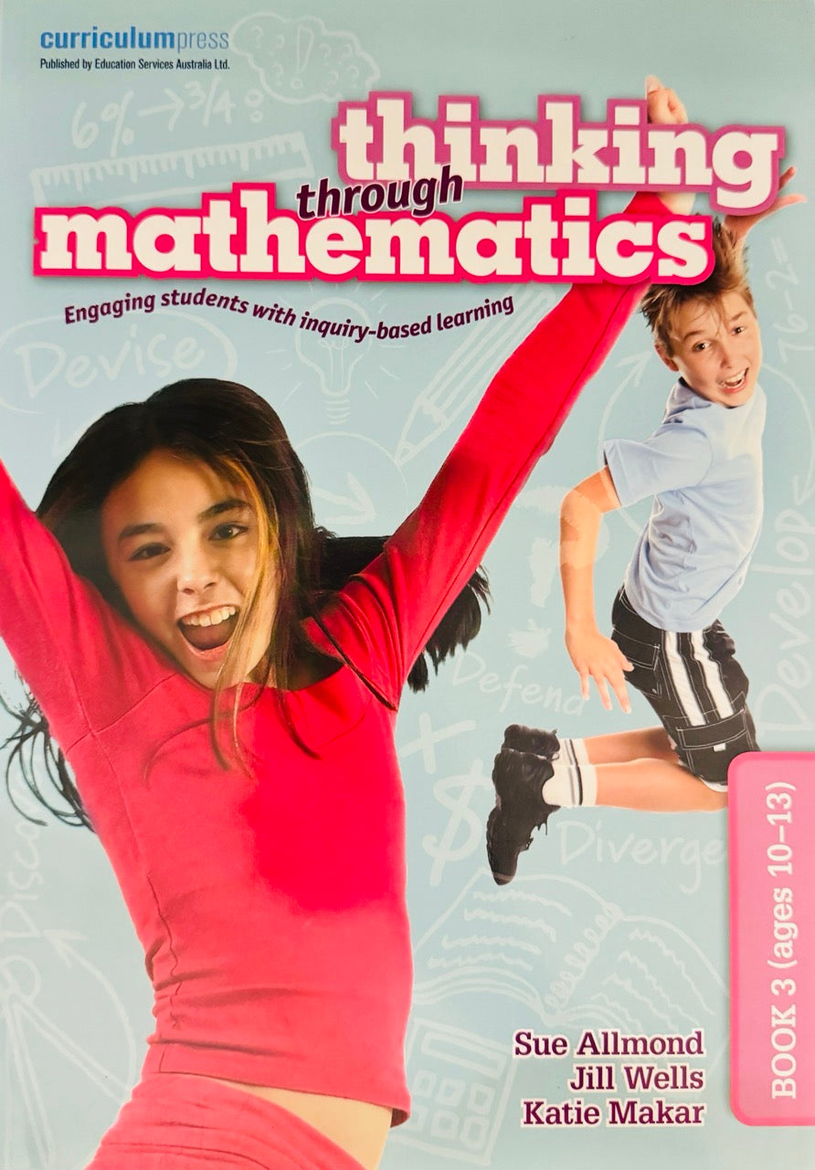 Book cover of 'Thinking through Mathematics' with two children and text on a light gray background