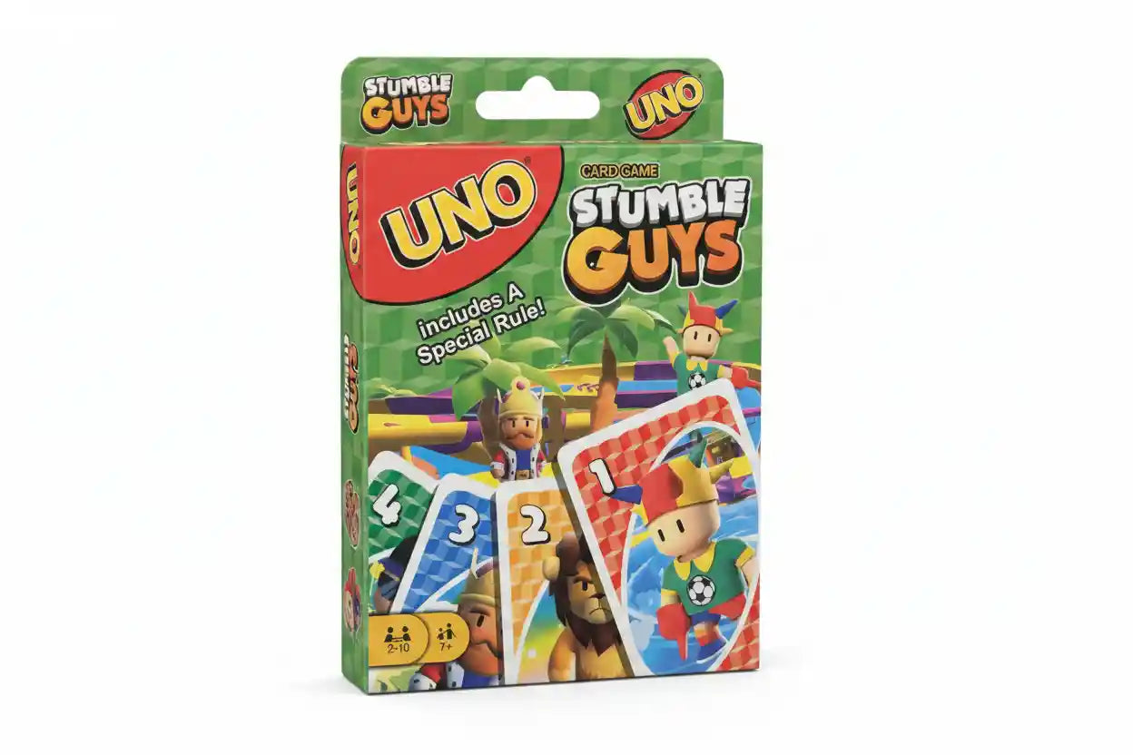 UNO Stumble Guys card game packaging on a white background
