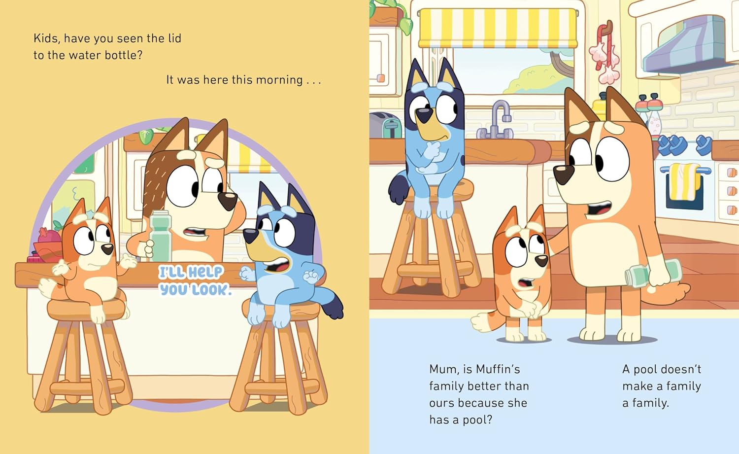 Comic strip with cartoon characters in a kitchen setting