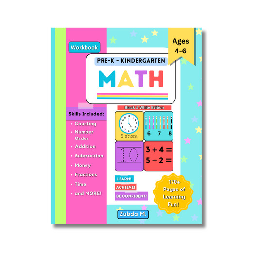 PreK-Kg Math Black and white Workbooks