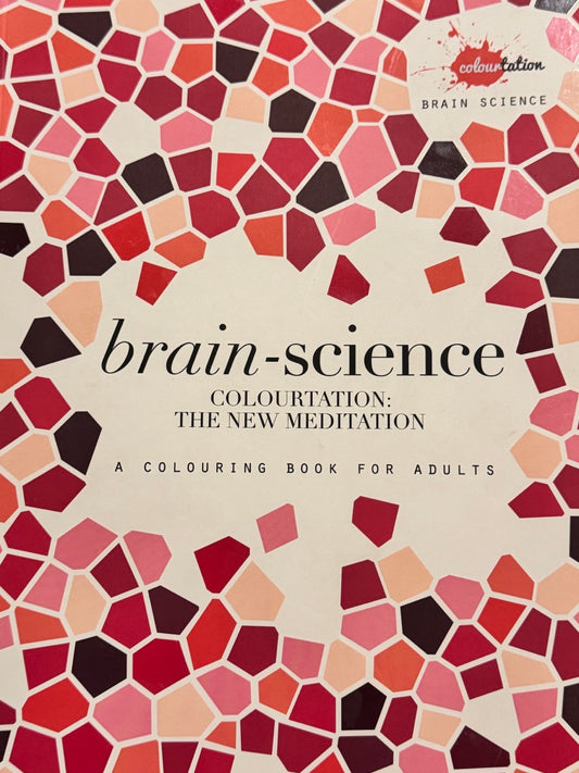 Cover of 'Brain Science' colouring book with geometric pattern