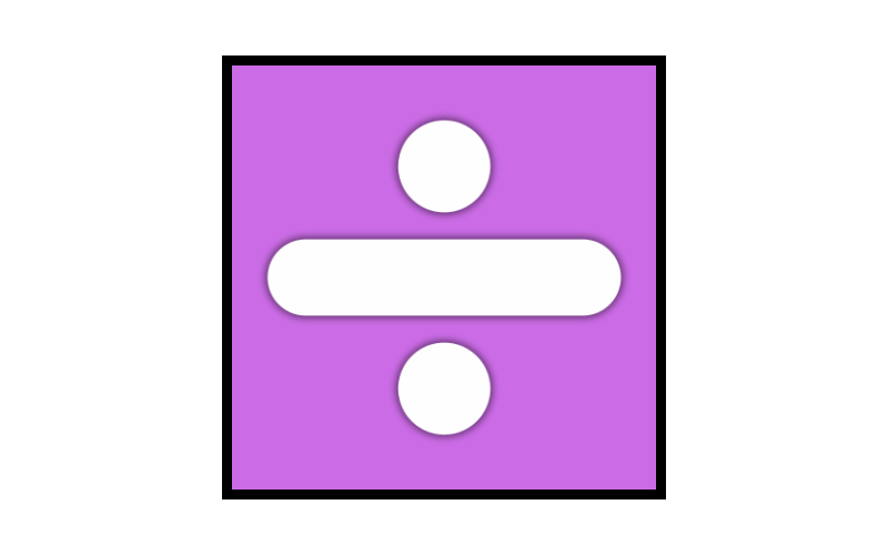 Divide symbol on a purple square background