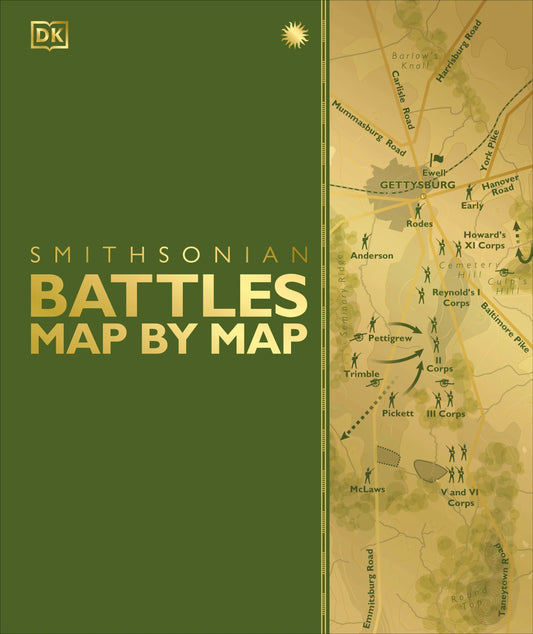 Book cover of 'Battles Map by Map' with a map design on a green background