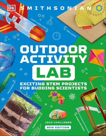 Book cover of 'Outdoor Activity Lab' with STEM project images and Smithsonian logo.