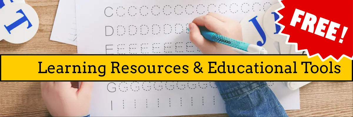Person writing on a worksheet with educational tools and text overlay