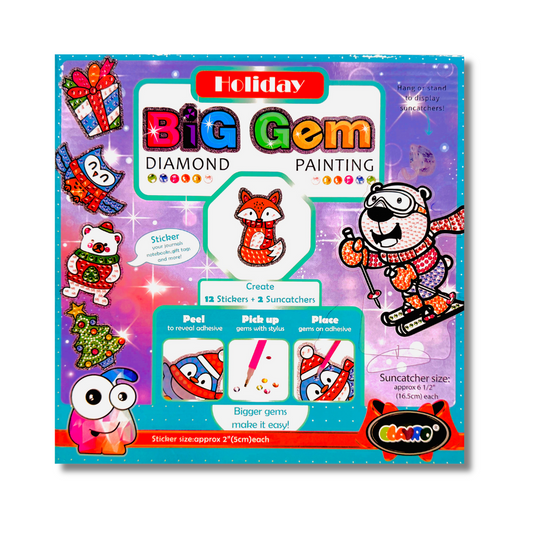 Big Gem Diamond Painting kit packaging with winter characters and colorful design