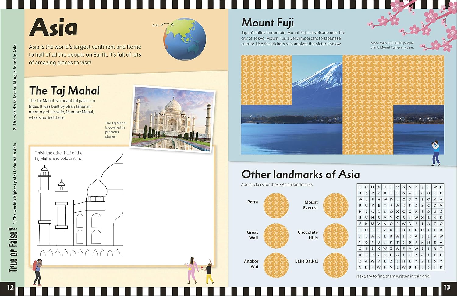 Educational page about Asia with landmarks and geography.