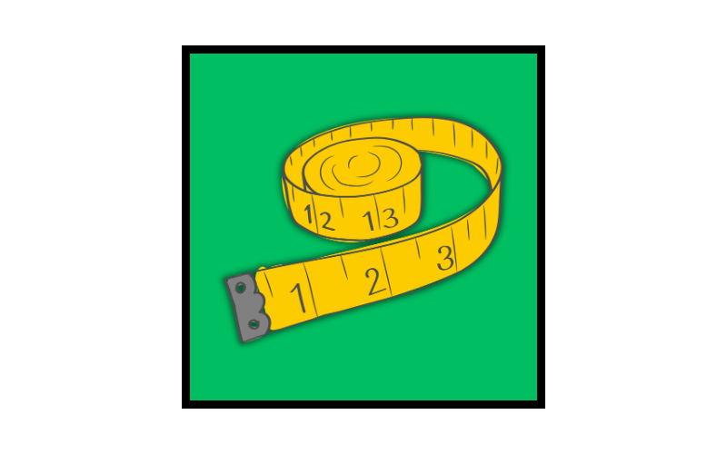 Yellow measuring tape on a green background