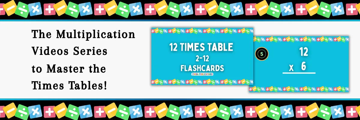 Video screen with multiplication problem and colorful border