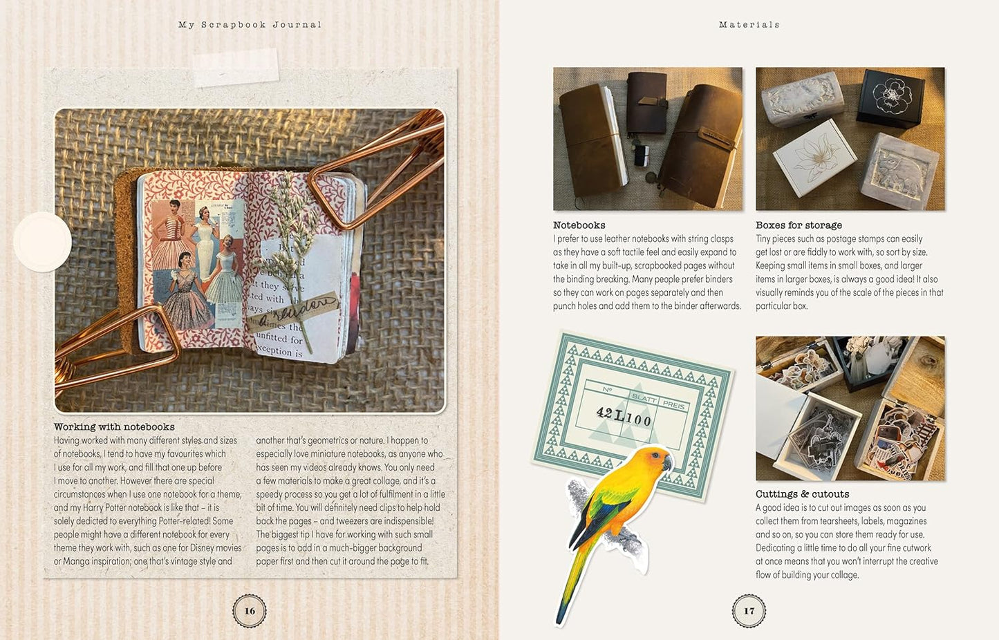 Product catalog page with a notebook, wallet, and decorative items.