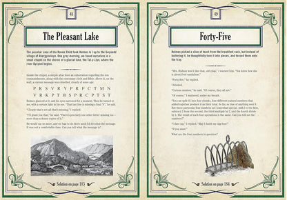 Two pages from a book or document with text and illustrations, featuring 'The Pleasant Lake' and 'Forty-Five'.