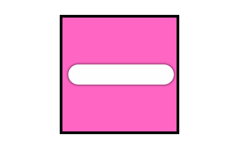 Pink square with a white equal sign in the center