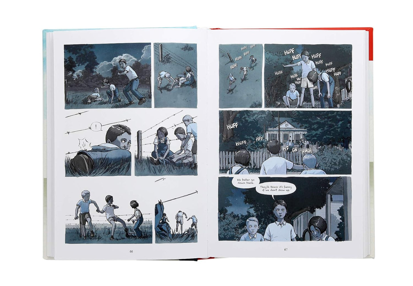 Comic book page with panels showing a sequence of events