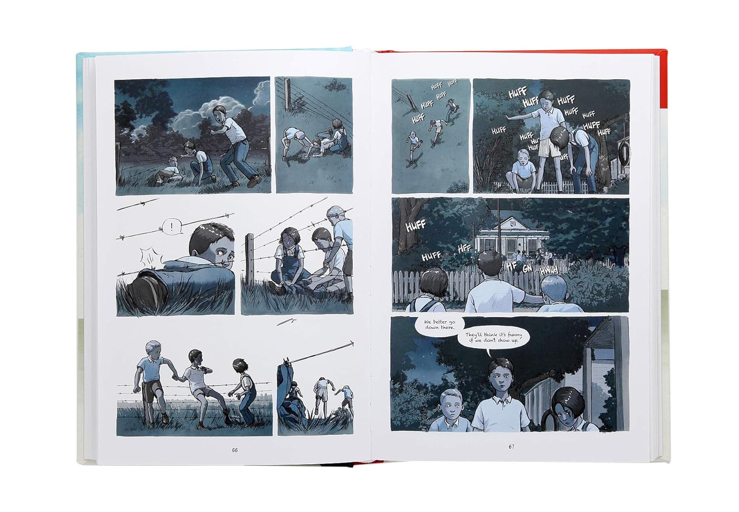 Comic book page with panels showing a sequence of events