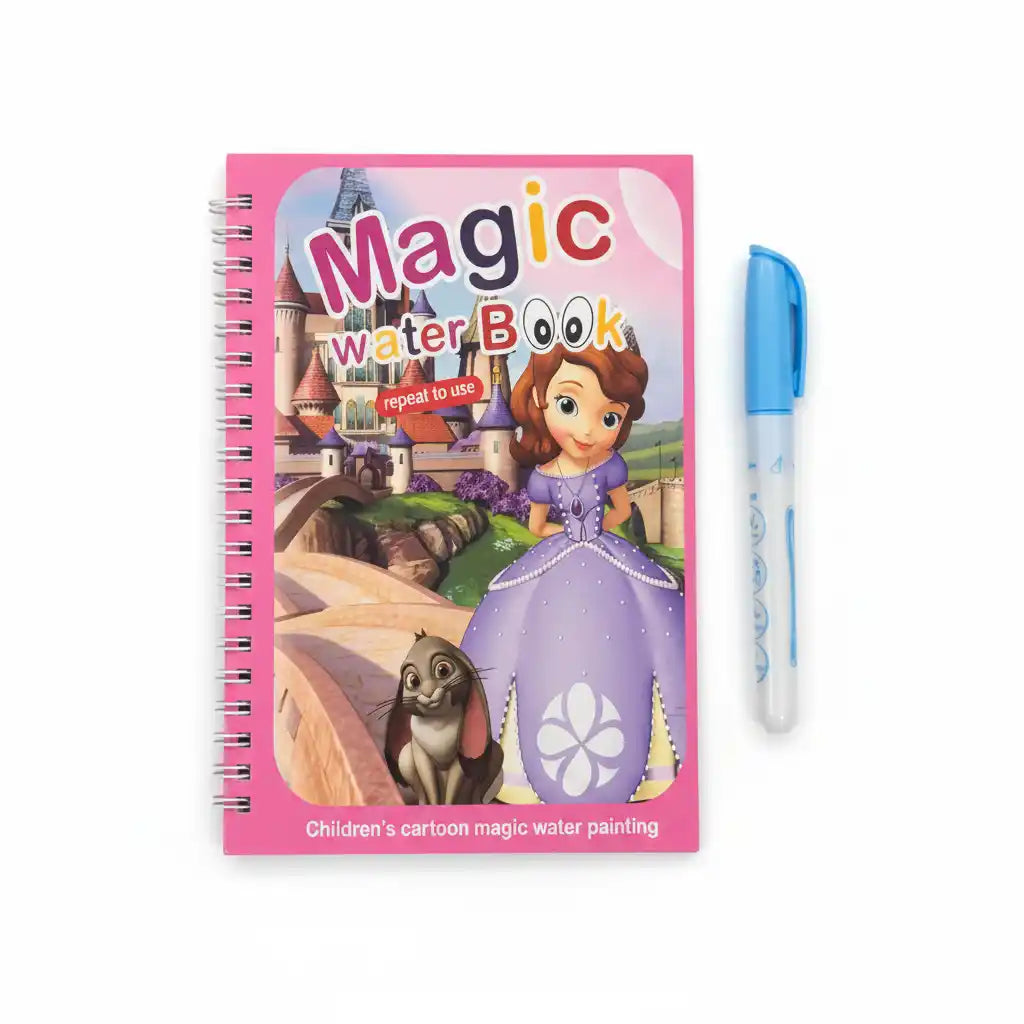 Magic water book with a pen on a white background