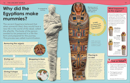 Educational page about mummification process with images and text.